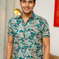 The Sea Green Half Sleeves Shirt With Foil Print