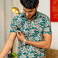 The Sea Green Half Sleeves Shirt With Foil Print
