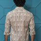 The Light Brown Tribal Print Shirt With Kantha Work