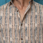 The Light Brown Tribal Print Shirt With Kantha Work