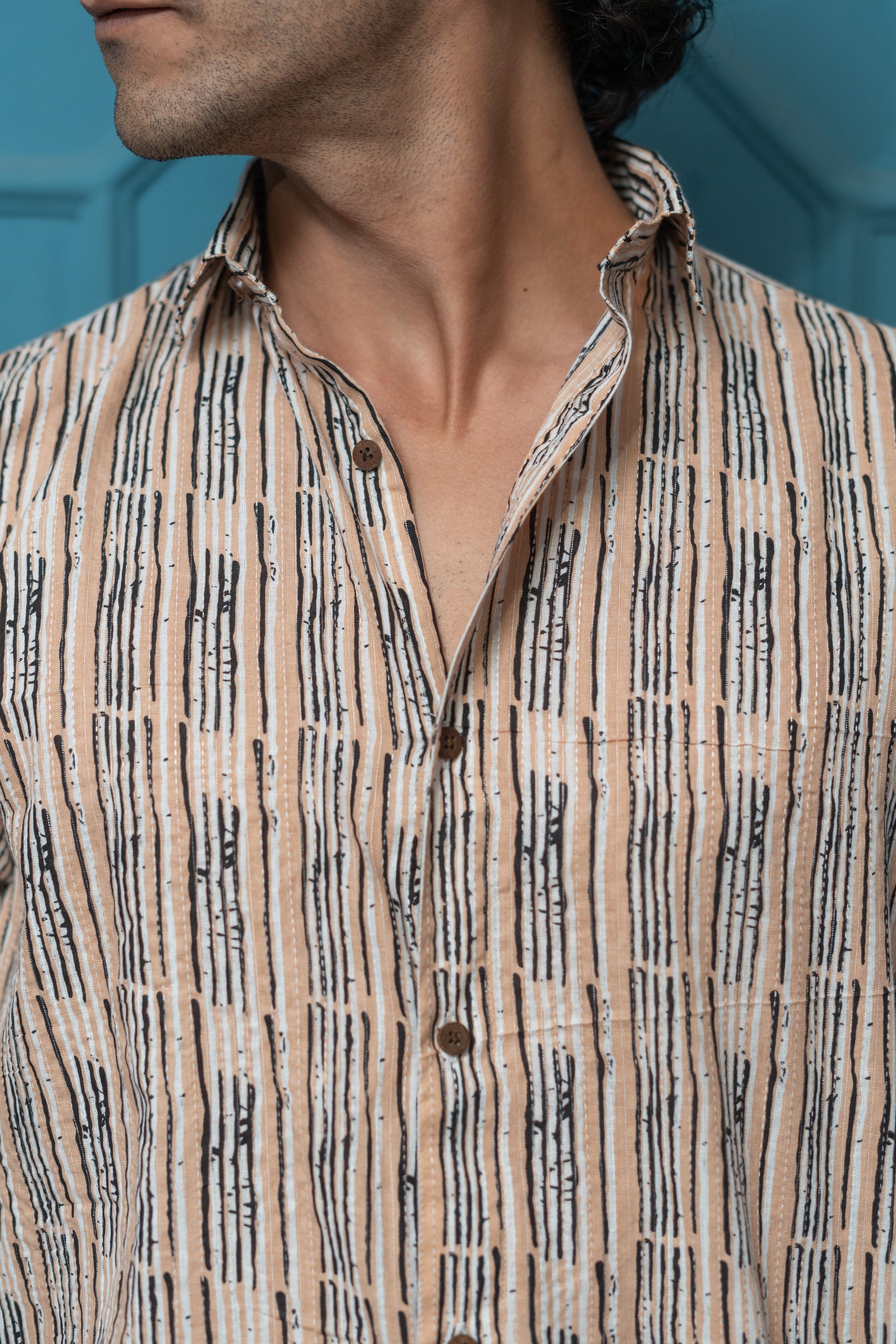 light brown shirt for men with tribal print
