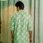 The Green Petal Print Chikan Kari Long Kurta