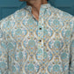 The White Short Kurta With Blue Ethnic Floral Print