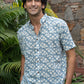 The Sky Blue Half Sleeves Shirt In Floral Foil Print