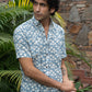 The Sky Blue Half Sleeves Shirt In Floral Foil Print