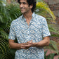 The Sky Blue Half Sleeves Shirt In Floral Foil Print