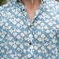 The Sky Blue Half Sleeves Shirt In Floral Foil Print