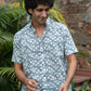 The Sky Blue Half Sleeves Shirt In Floral Foil Print
