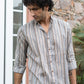 The Beige Tribal Stripe Print Shirt