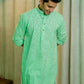 The Pastel Green Colour Long Kurta In Woven Dobby Cotton
