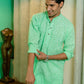 The Pastel Green Colour Long Kurta In Woven Dobby Cotton