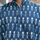 The Navy Blue Ikat Print Half Sleeves Short Kurta
