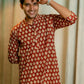 An Indian Men In Bagru Red Floral Print Kurta