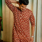 The Bagru Red Floral Print Long Kurta