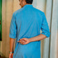 The Powder Blue Colour Long Kurta In Woven Dobby Cotton