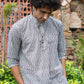 The White And Black Tribal Stripe Print Short Kurta