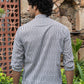 The White And Black Tribal Stripe Print Short Kurta