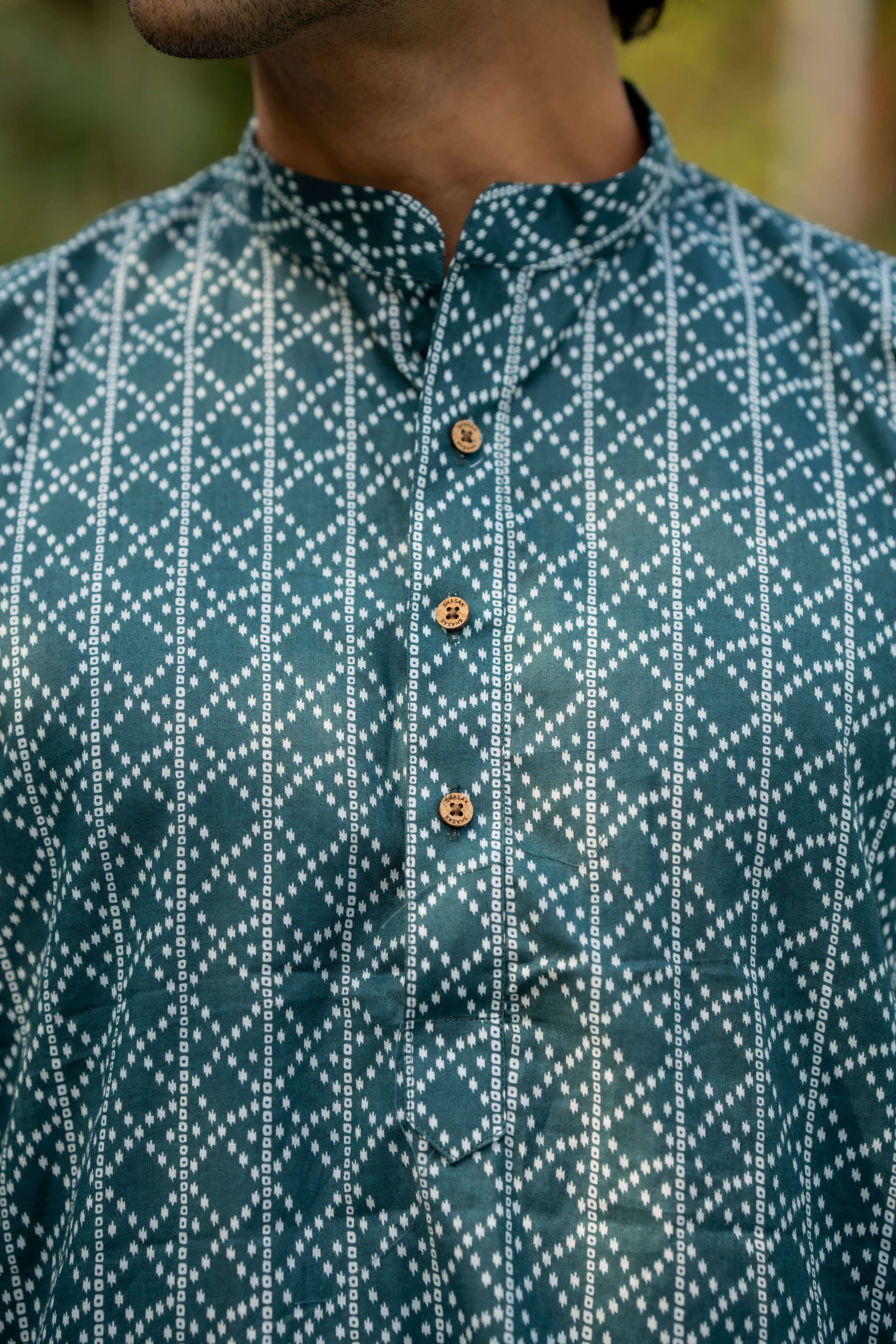 The Lagoon Green Long Kurta With Geometric Print