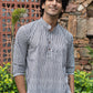 The White And Black Tribal Stripe Print Short Kurta