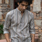 The Beige Tribal Stripe Print Short Kurta