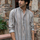 The Beige Tribal Stripe Print Short Kurta