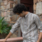 The Beige Tribal Stripe Print Short Kurta