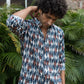 The Blue-White Abstract Geometric Print Kantha Work Shirt