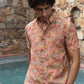 The Peach Color Half Sleeves All-Over Floral Print Party Shirt
