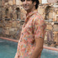 The Peach Color Half Sleeves All-Over Floral Print Party Shirt