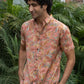 The Peach Color Half Sleeves All-Over Floral Print Party Shirt