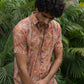 The Peach Color Half Sleeves All-Over Floral Print Party Shirt