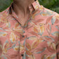 The Peach Color Half Sleeves All-Over Floral Print Party Shirt