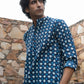 The Indigo Blue Petal Print Short Kurta