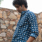 The Indigo Blue Petal Print Short Kurta