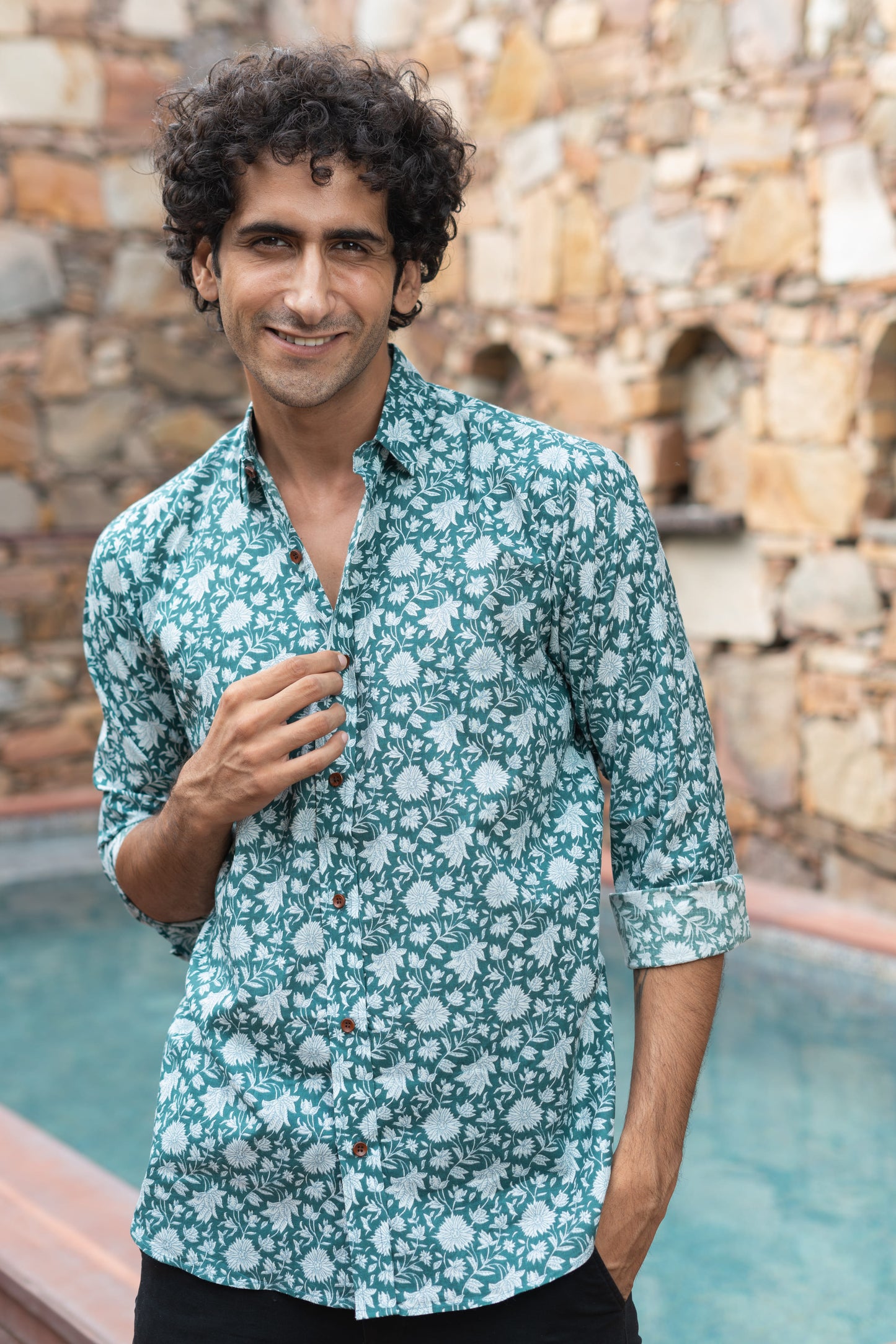 The Emerald Green All-Over Floral Print Shirt