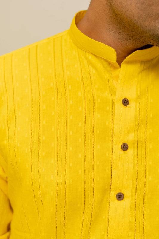 Yellow long kurta for men