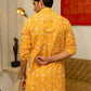 The Yellow Kantha Work Long Kurta With All-Over Floral Print