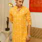The Yellow Kantha Work Long Kurta With All-Over Floral Print