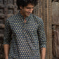 The Blue Short Kurta With Ajrak Look Floral Print