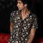 The Black And Off-White Half Sleeves Shirt With All-Over Floral Print