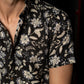 The Black And Off-White Half Sleeves Shirt With All-Over Floral Print