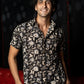 The Black And Off-White Half Sleeves Shirt With All-Over Floral Print
