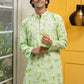 The Chikan Kari Long Kurta With Green Shibori Tie Dye Print