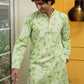 The Chikan Kari Long Kurta With Green Shibori Tie Dye Print