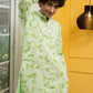 The Chikan Kari Long Kurta With Green Shibori Tie Dye Print