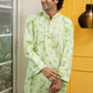 The Chikan Kari Long Kurta With Green Shibori Tie Dye Print