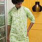 The Chikan Kari Long Kurta With Green Shibori Tie Dye Print