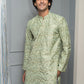 The Army Green Embroidery Work Long Kurta