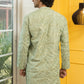 The Army Green Embroidery Work Long Kurta