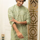 The Army Green Embroidery Work Long Kurta